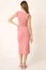 Mauve Ribbed Ruffle Shoulder Side Slit Midi Dress sold by Pinkblush