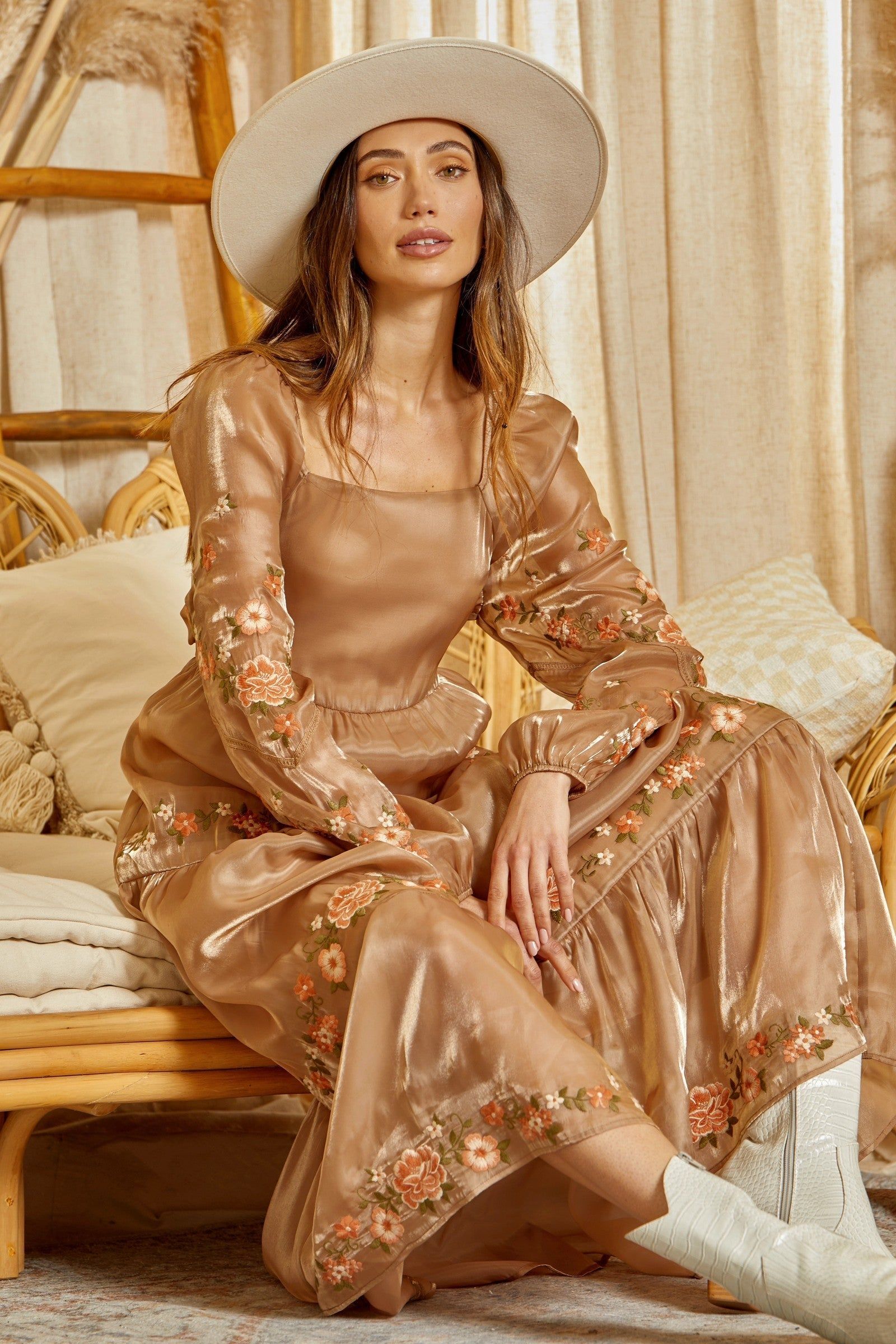 Mocha Floral Maxi Dress sold by Pinkblush product image thumbnail 4
