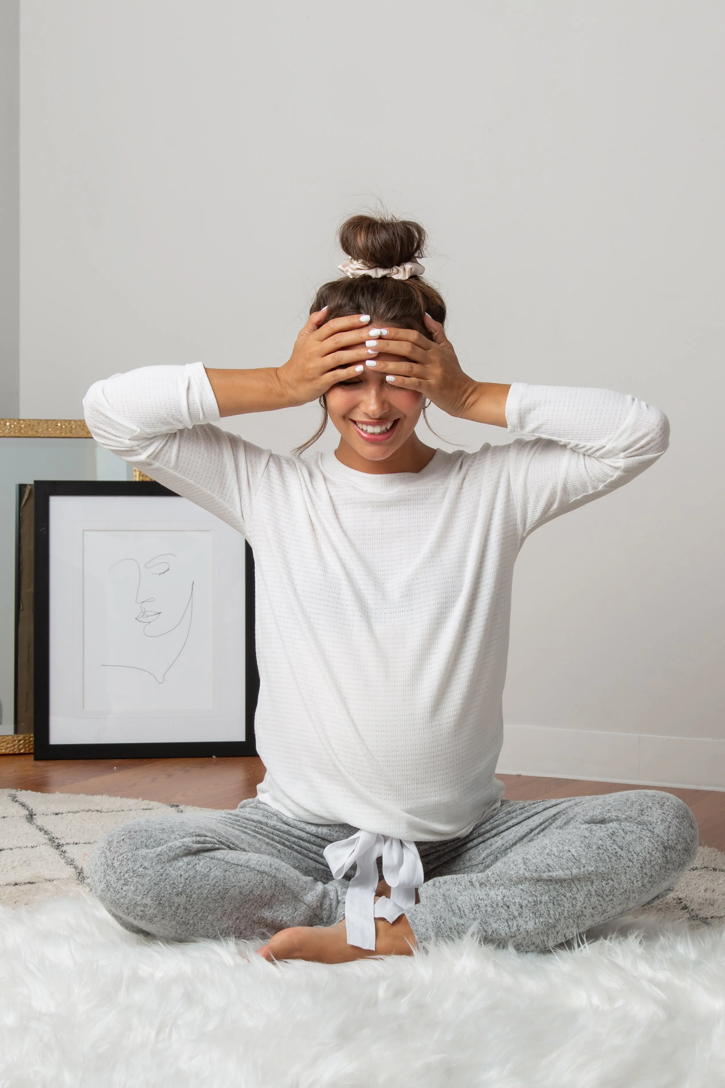 Ivory Long Sleeve Ribbed Maternity Top sold by Pinkblush product image thumbnail 2