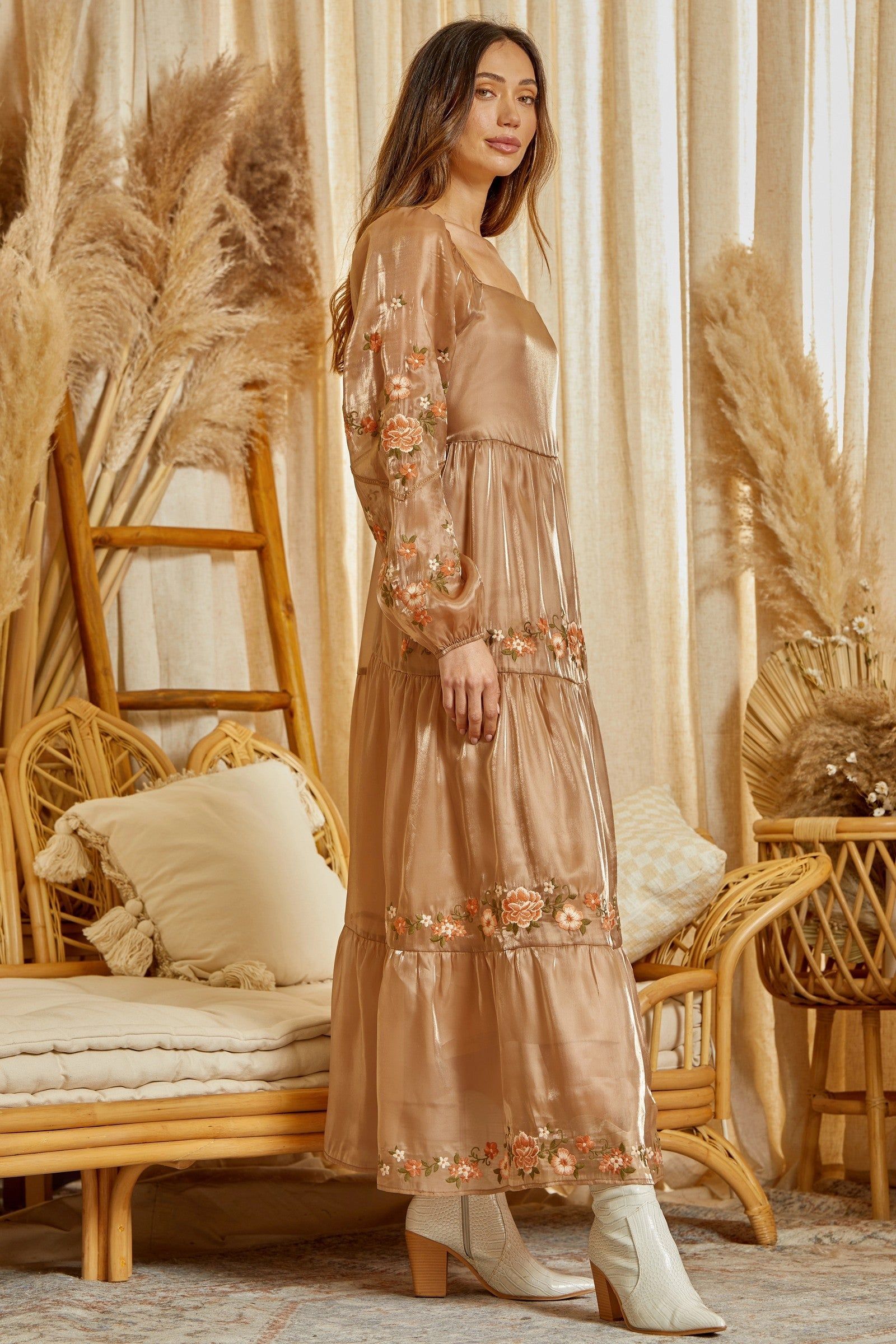 Mocha Floral Maxi Dress sold by Pinkblush product image thumbnail 2