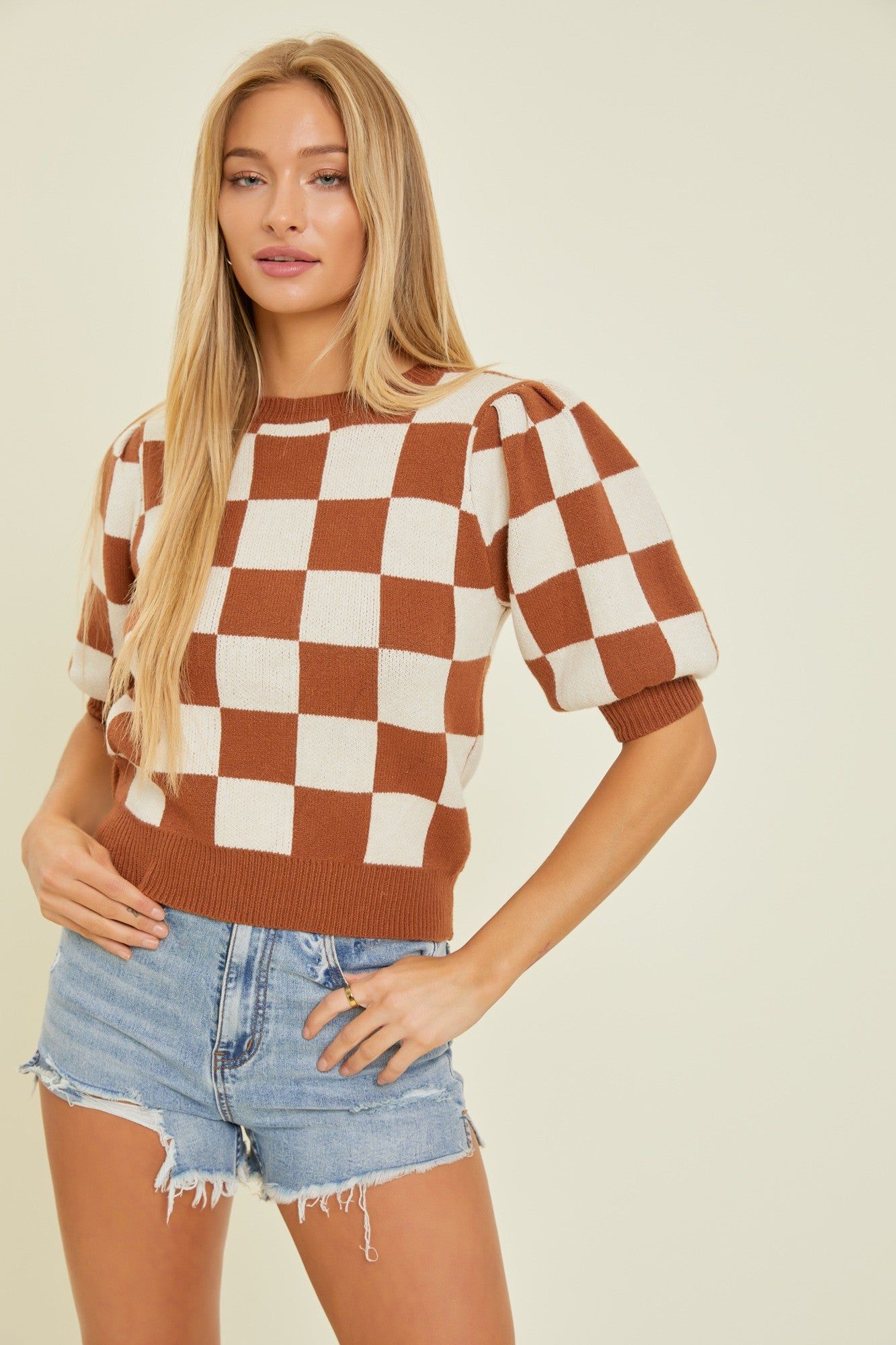 Camel Knit Top sold by Pinkblush