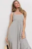 Grey Striped Tie Strap Maxi Dress sold by Pinkblush