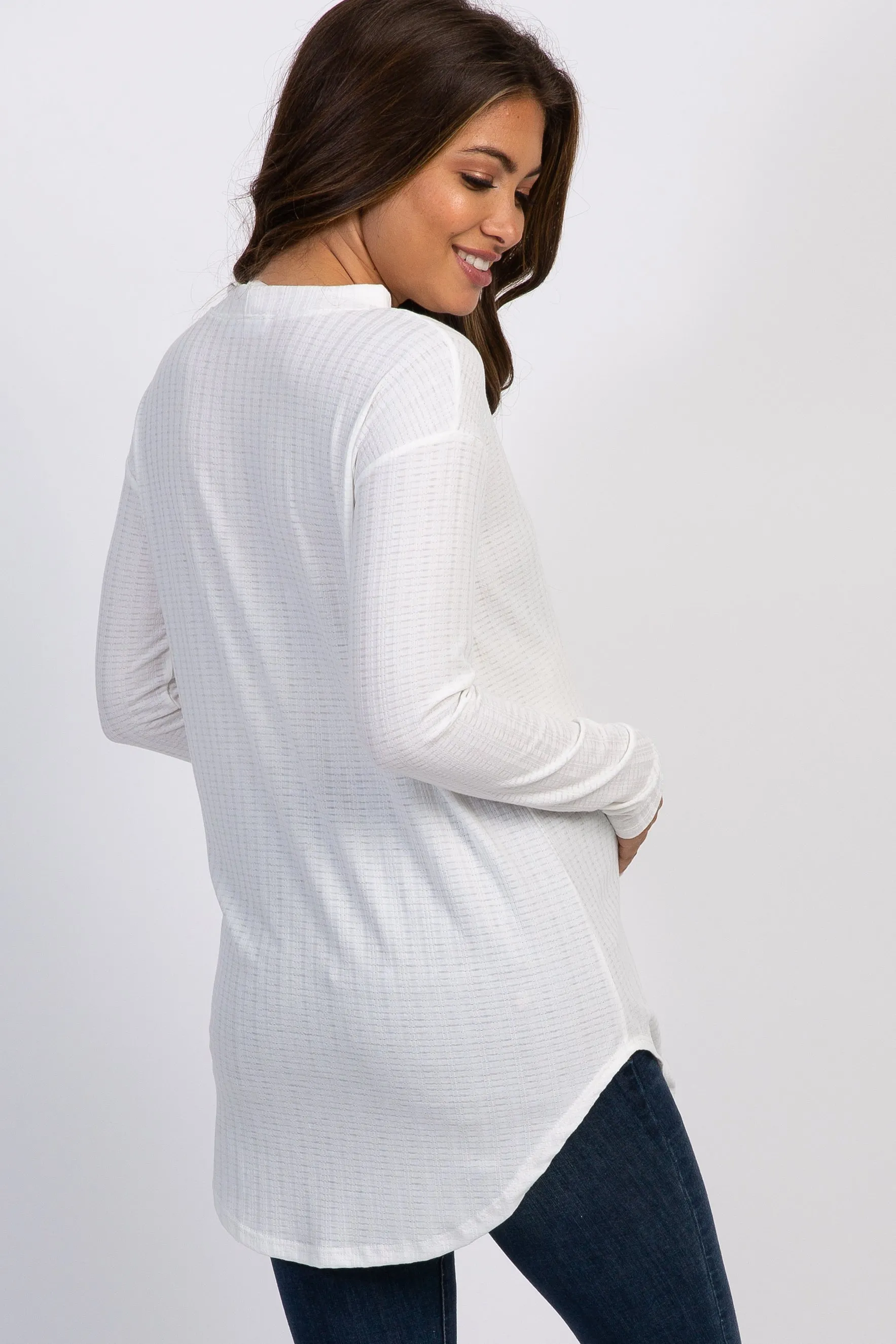 Ivory Long Sleeve Ribbed Maternity Top sold by Pinkblush product image thumbnail 4