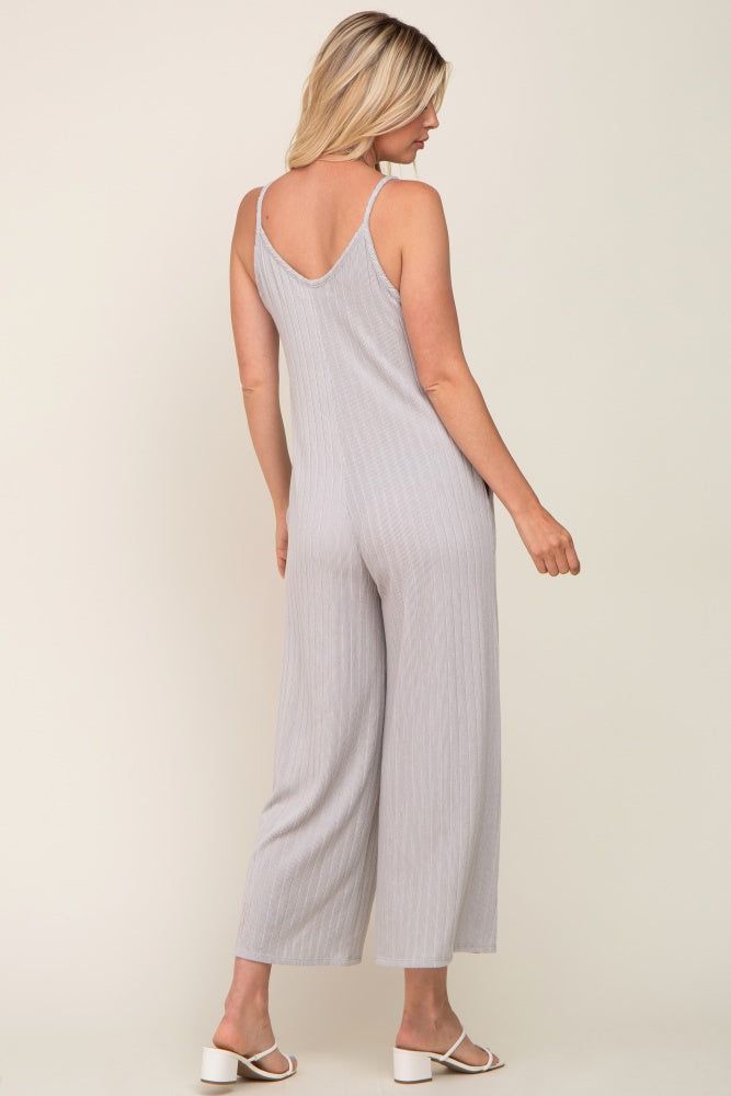 Grey Rib Knit Wide Leg Jumpsuit sold by Pinkblush product image thumbnail 3