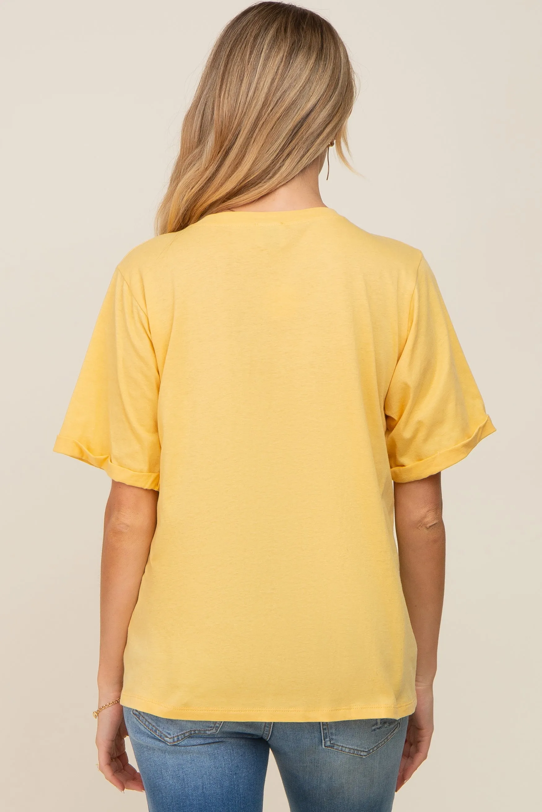Yellow Oversized Pocket Front Short Sleeve Maternity Top sold by Pinkblush product image thumbnail 3