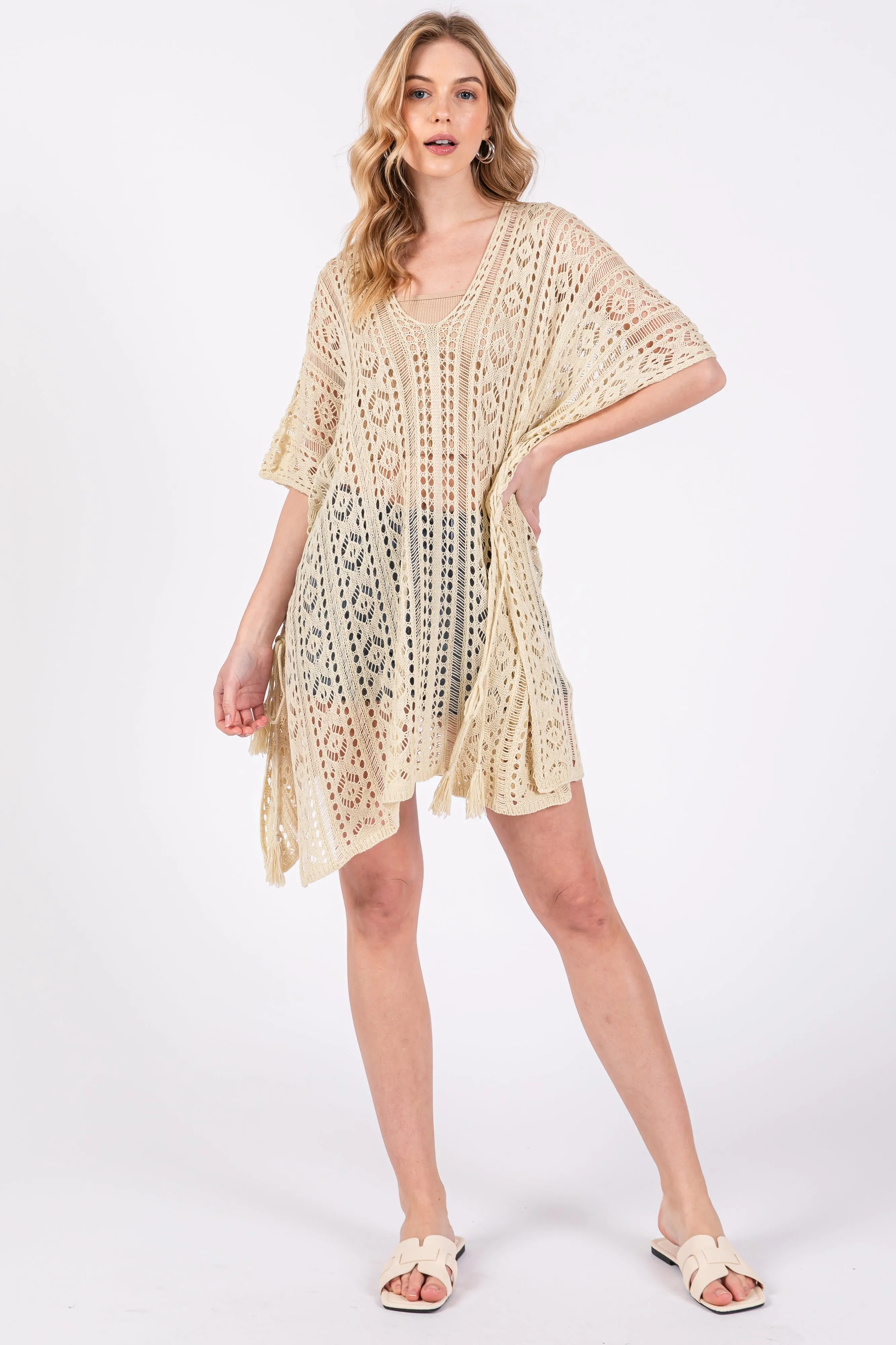 Cream Crochet Knit Swim Cover Up sold by Pinkblush