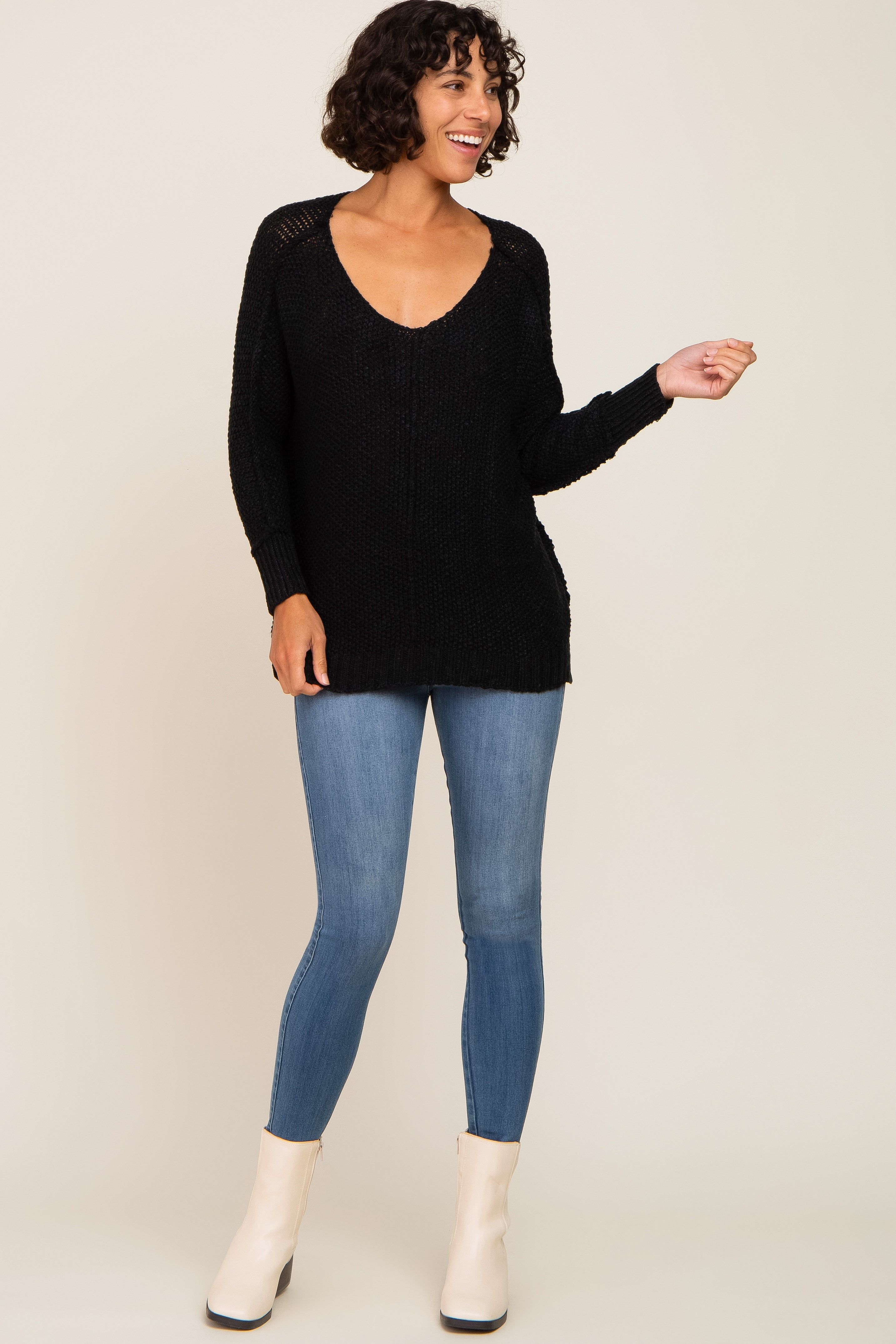 Black Chunky Knit Sweater sold by Pinkblush product image thumbnail 4