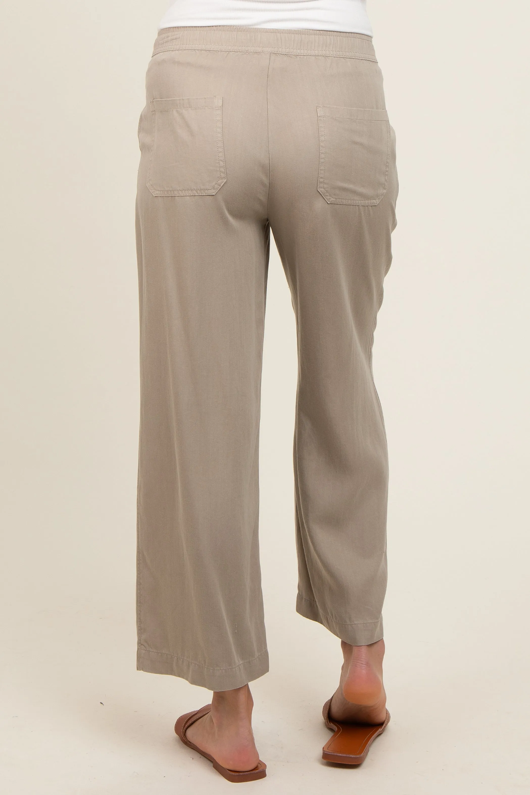 Light Olive Front Tie Cropped Maternity Pants sold by Pinkblush product image thumbnail 5