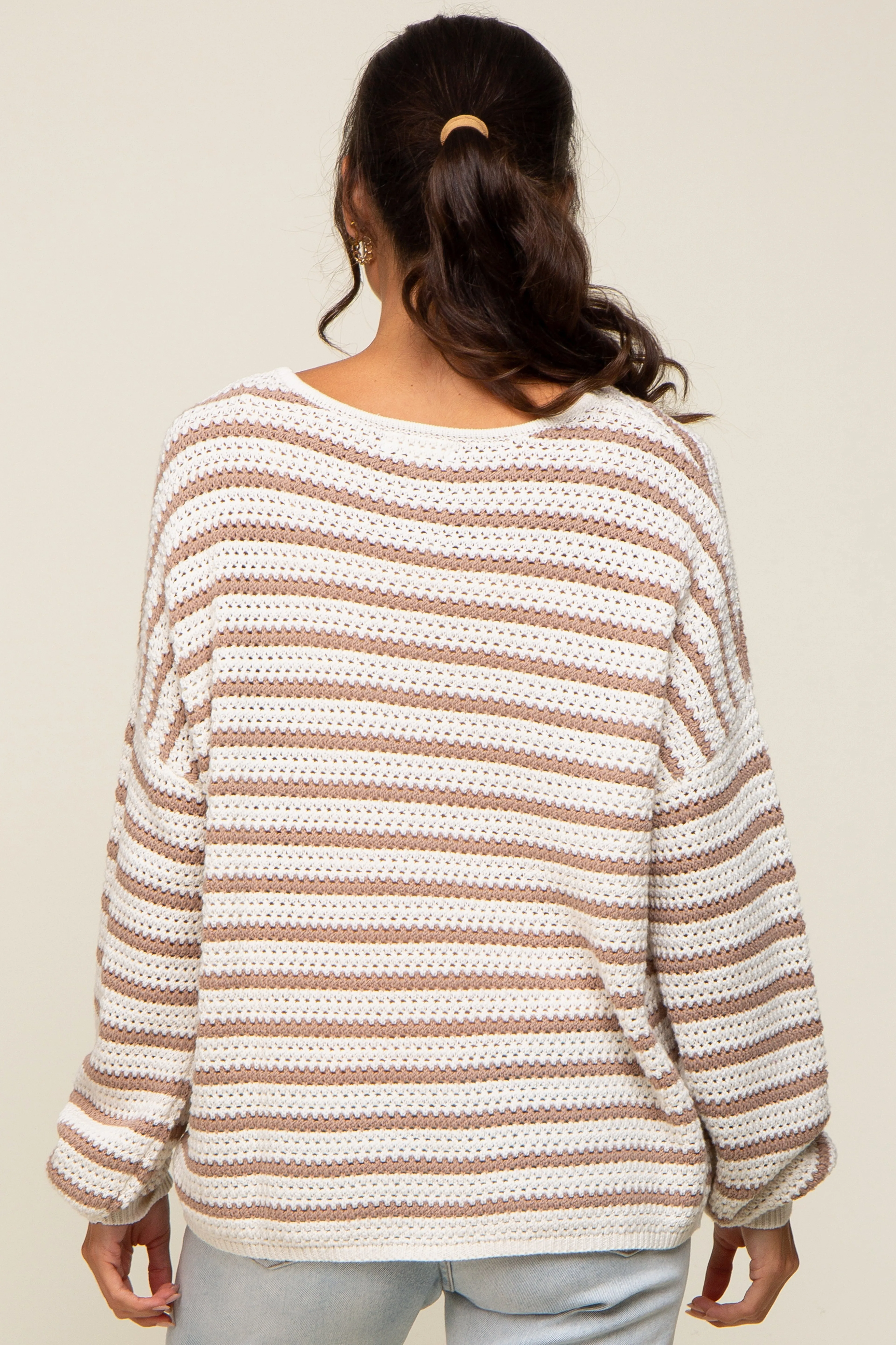 Taupe Striped Sweater sold by Pinkblush product image thumbnail 3