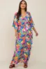 Magenta Multicolor Leaf Pint Tassel Tie Maternity Maxi Dress sold by Pinkblush