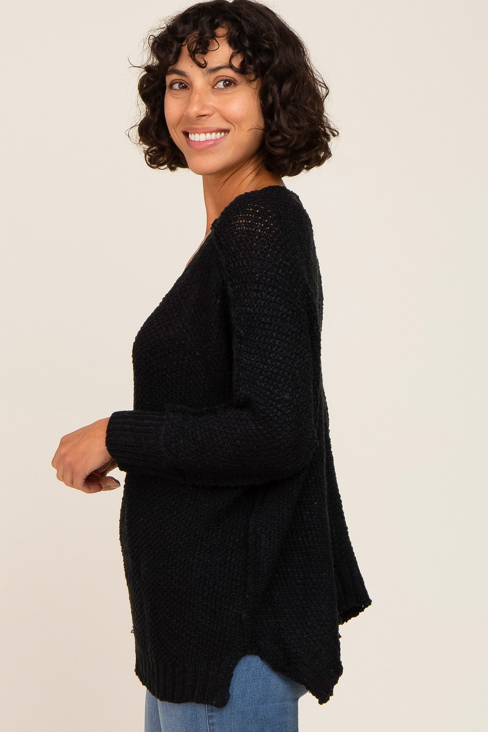 Black Chunky Knit Sweater sold by Pinkblush product image thumbnail 2