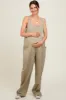 Olive Sleeveless Wide Leg Cutout Back Maternity Jumpsuit sold by Pinkblush