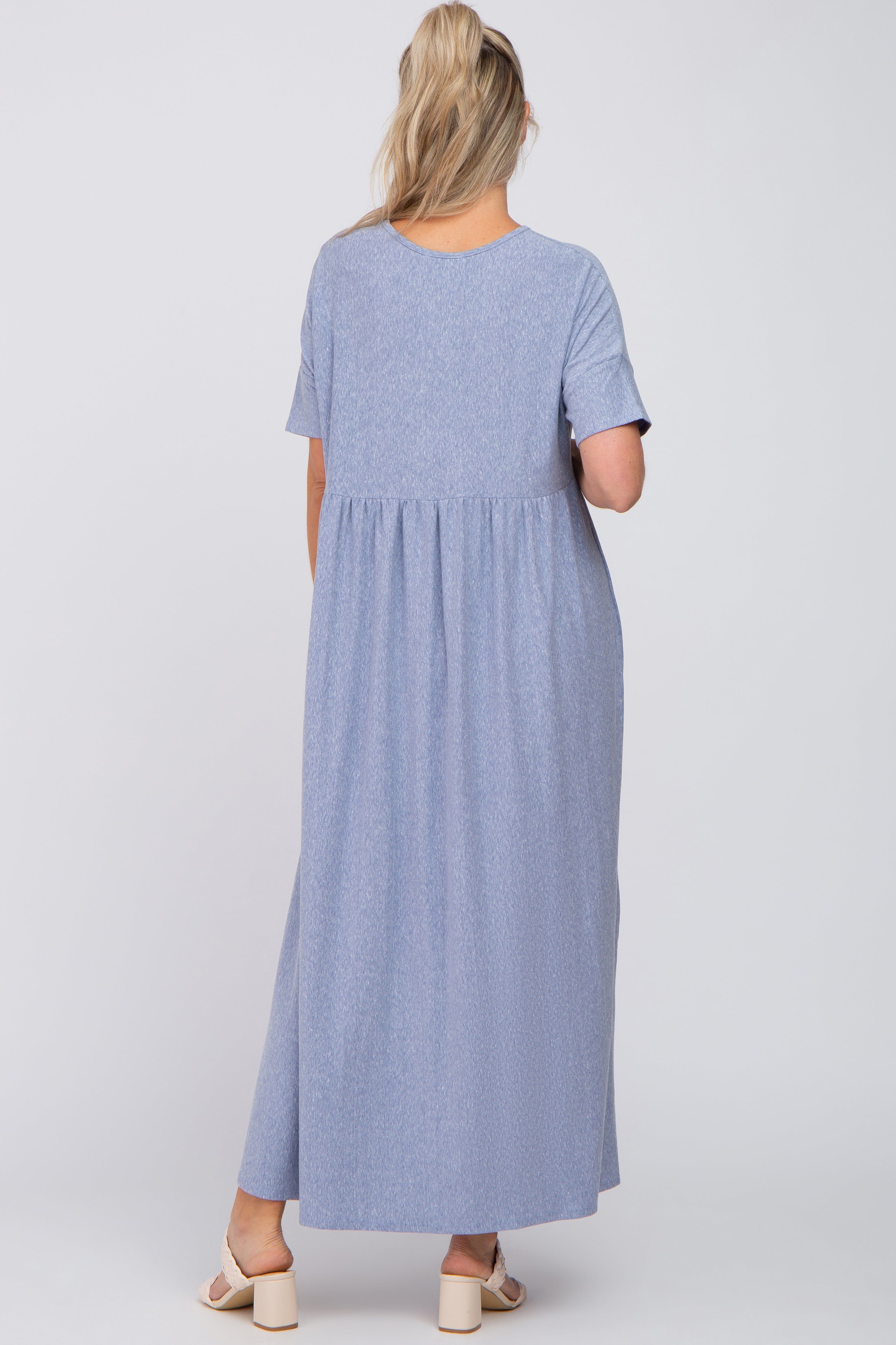Blue Heather Oversized Maternity Midi Dress sold by Pinkblush product image thumbnail 3