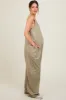 Olive Sleeveless Wide Leg Cutout Back Maternity Jumpsuit sold by Pinkblush