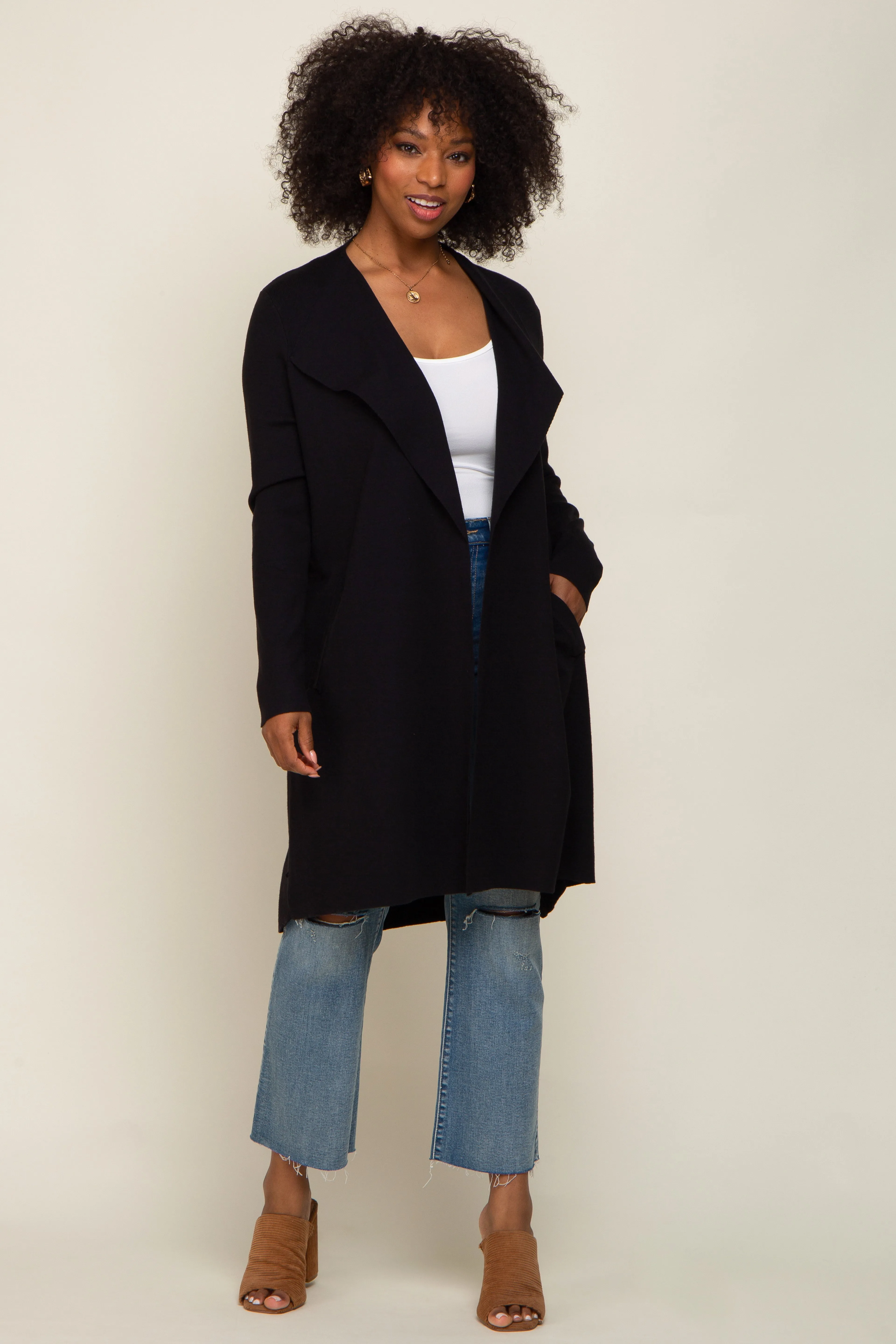 Black Draped Maternity Cardigan sold by Pinkblush product image thumbnail 5