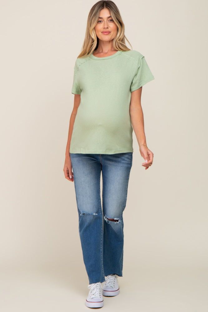 Light Olive Raw Hem Maternity Tee sold by Pinkblush product image thumbnail 4