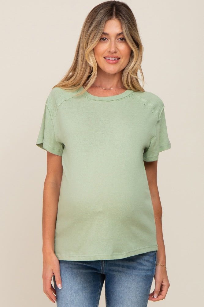 Light Olive Raw Hem Maternity Tee sold by Pinkblush