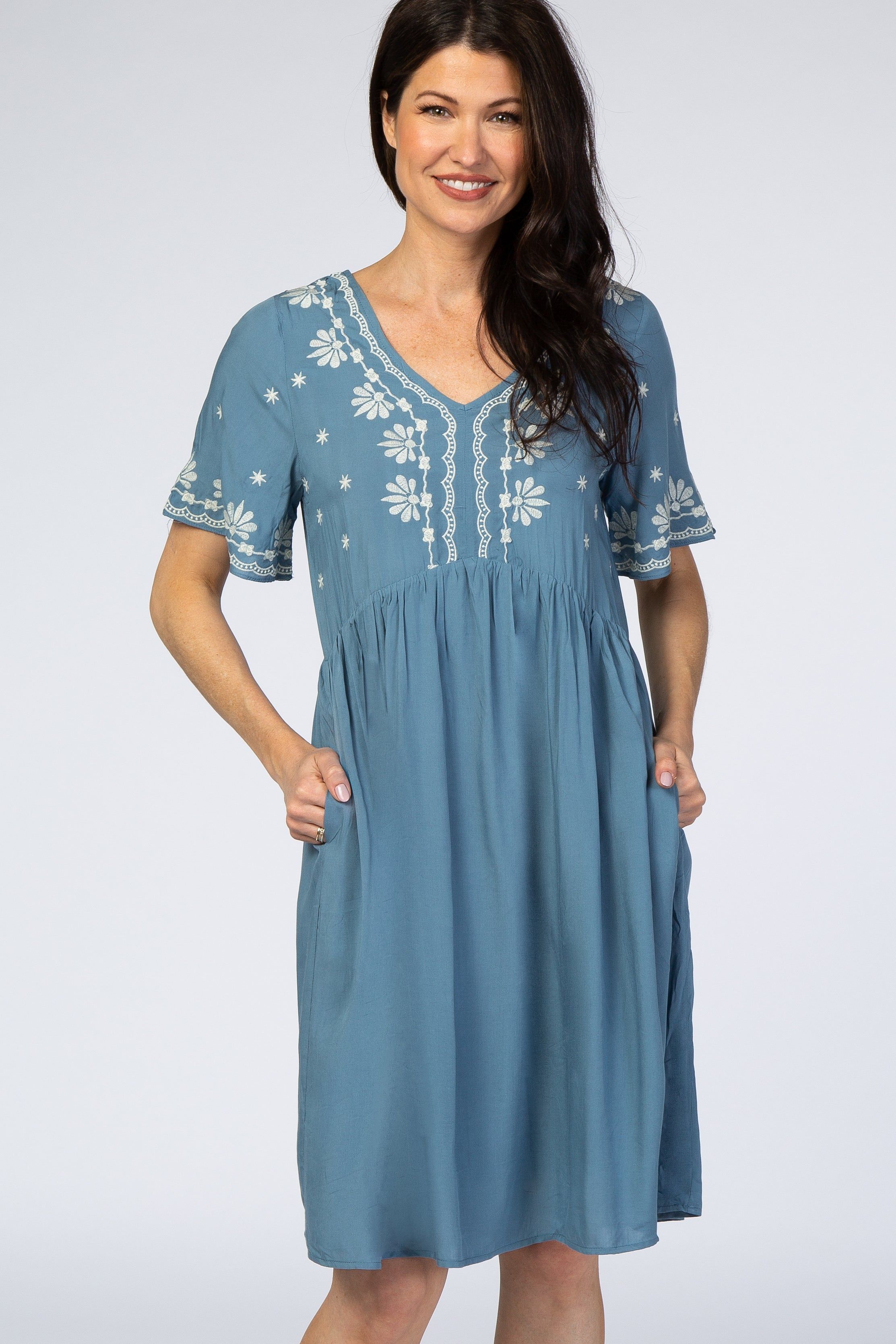 Blue Embroidered Midi Dress sold by Pinkblush product image thumbnail 2