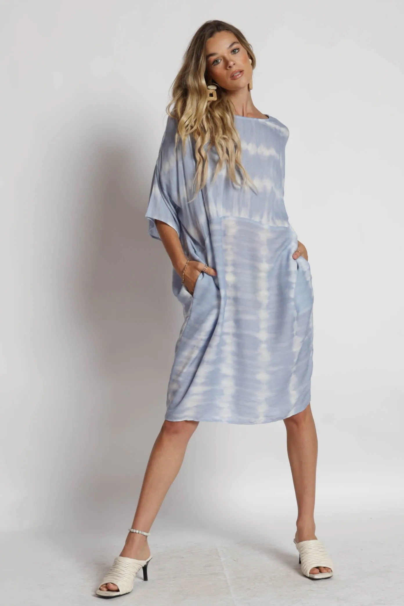 Chambray Tie Dye Print Dress sold by Pinkblush