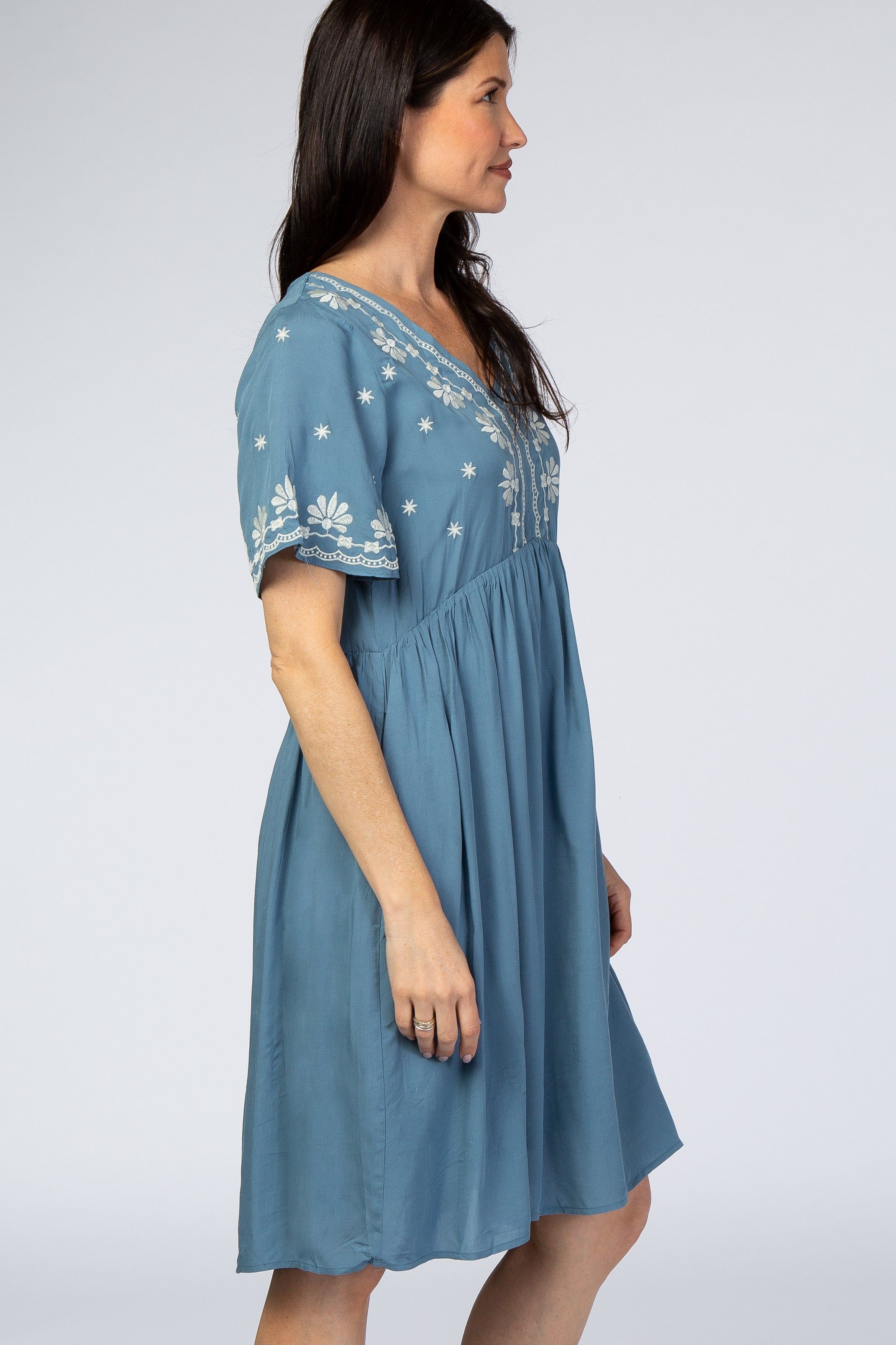 Blue Embroidered Midi Dress sold by Pinkblush product image thumbnail 3