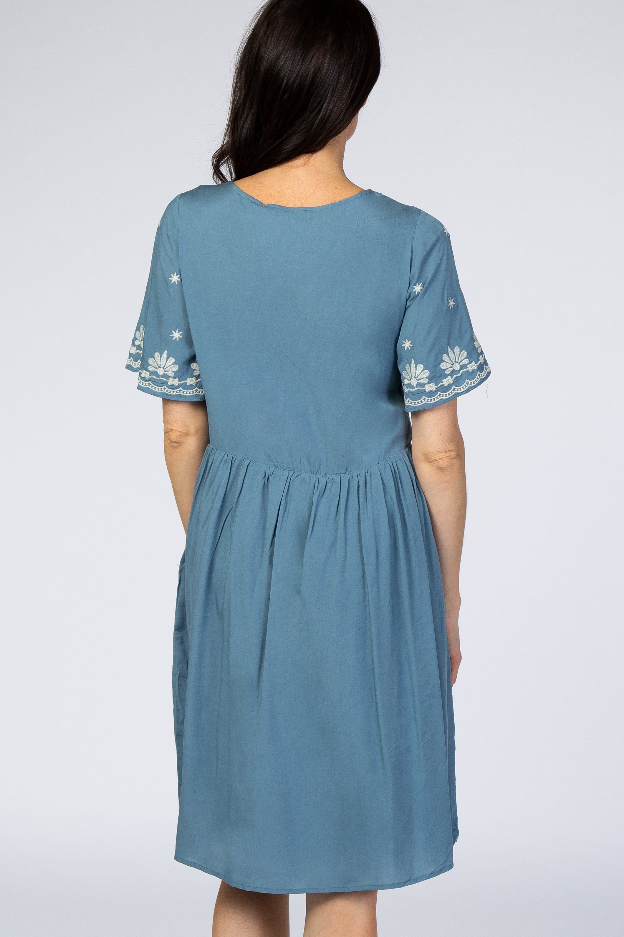 Blue Embroidered Midi Dress sold by Pinkblush product image thumbnail 4