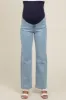 Light Blue Relaxed Straight Leg Maternity Jeans sold by Pinkblush