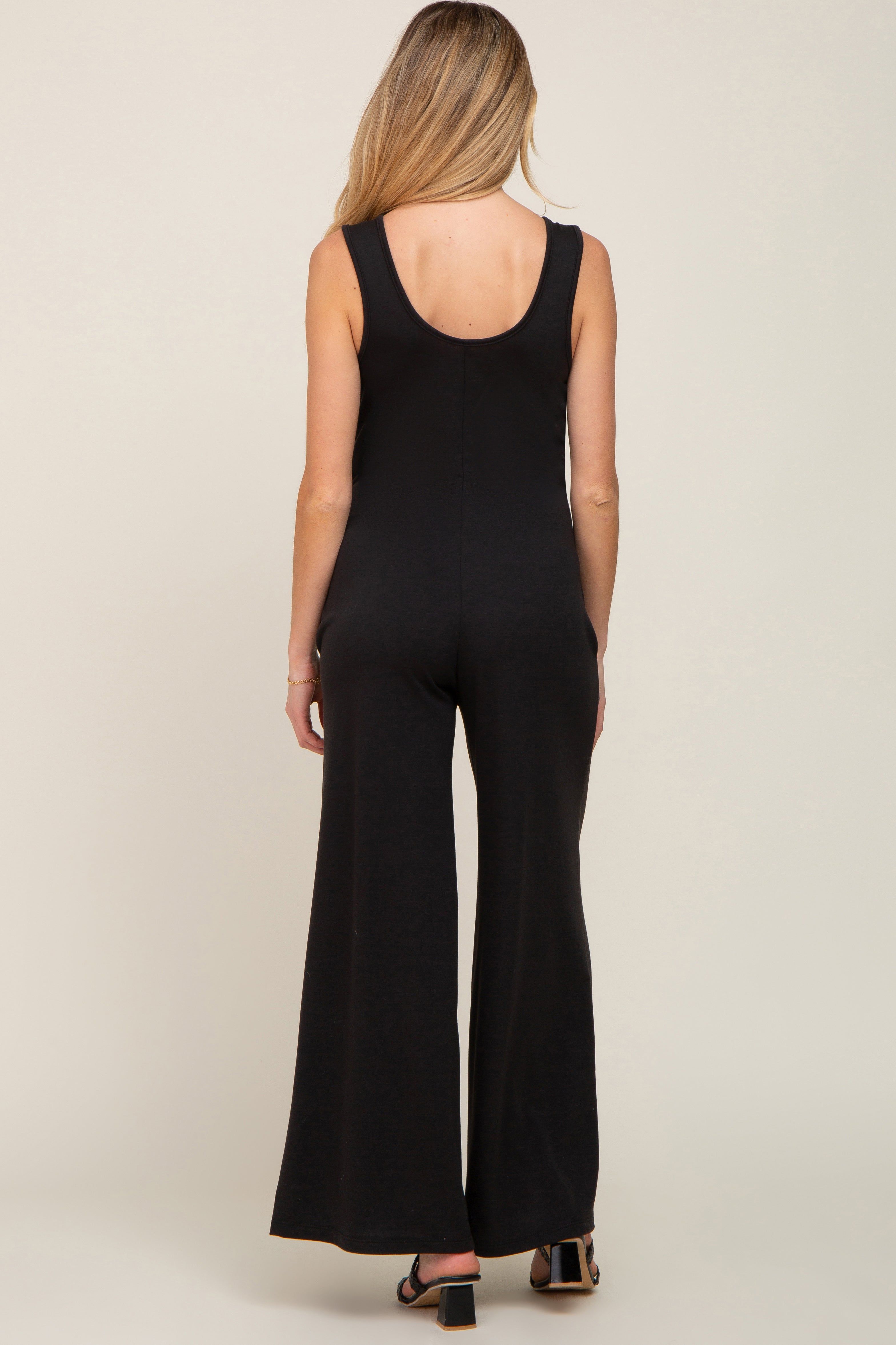 Black Wide Leg Sleeveless Maternity Jumpsuit sold by Pinkblush product image thumbnail 3