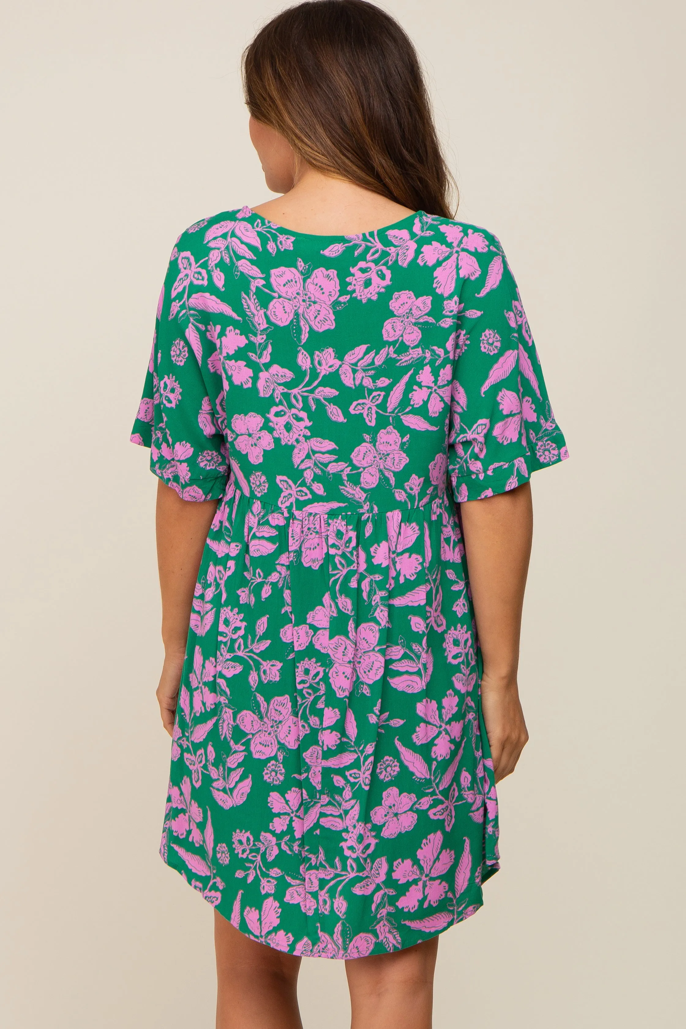 Green Floral V-Neck Maternity Dress sold by Pinkblush product image thumbnail 4