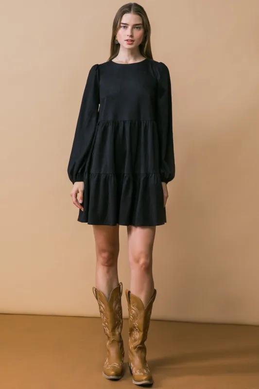 Black Tiered Mini Dress sold by Pinkblush