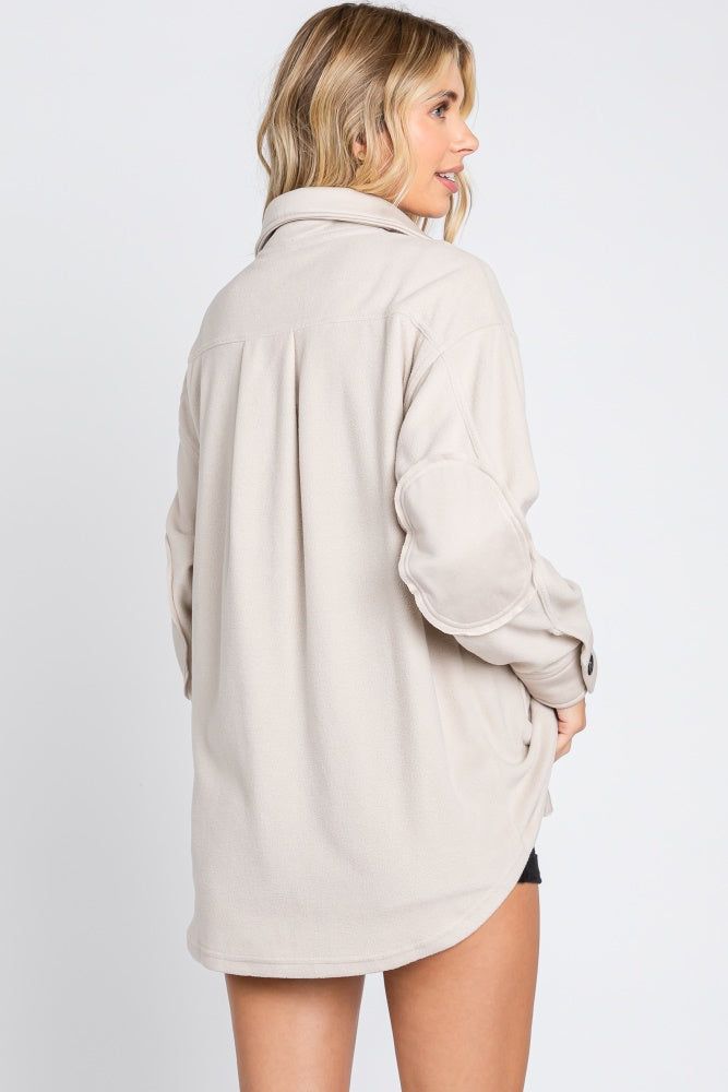 Beige Fleece Double Front Pocket Jacket sold by Pinkblush product image thumbnail 3