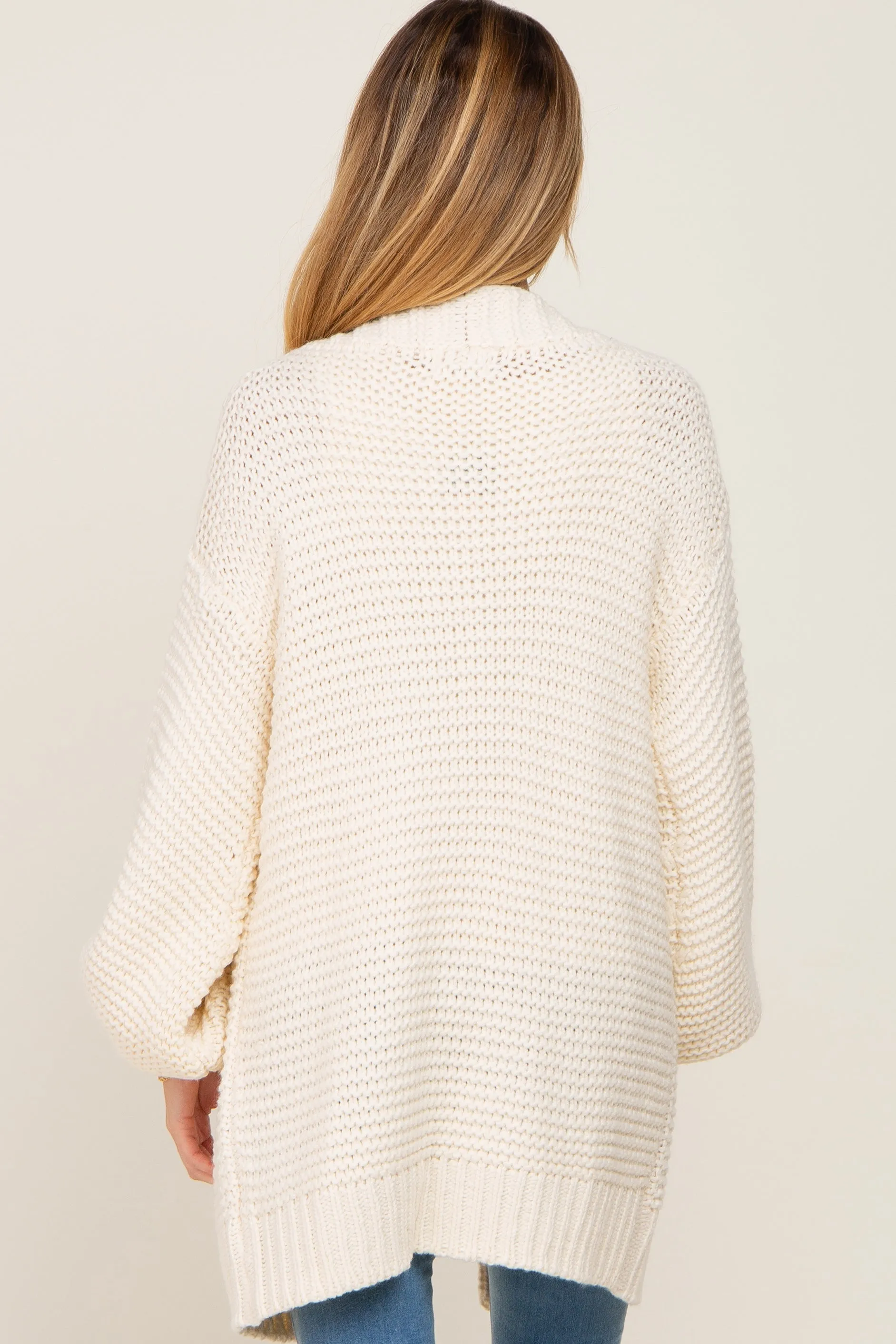 Cream Cable Knit Front Pocket Maternity Cardigan sold by Pinkblush product image thumbnail 3
