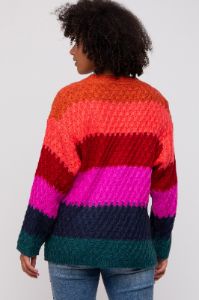 Multi-Color Color Block Button Front Cardigan sold by Pinkblush
