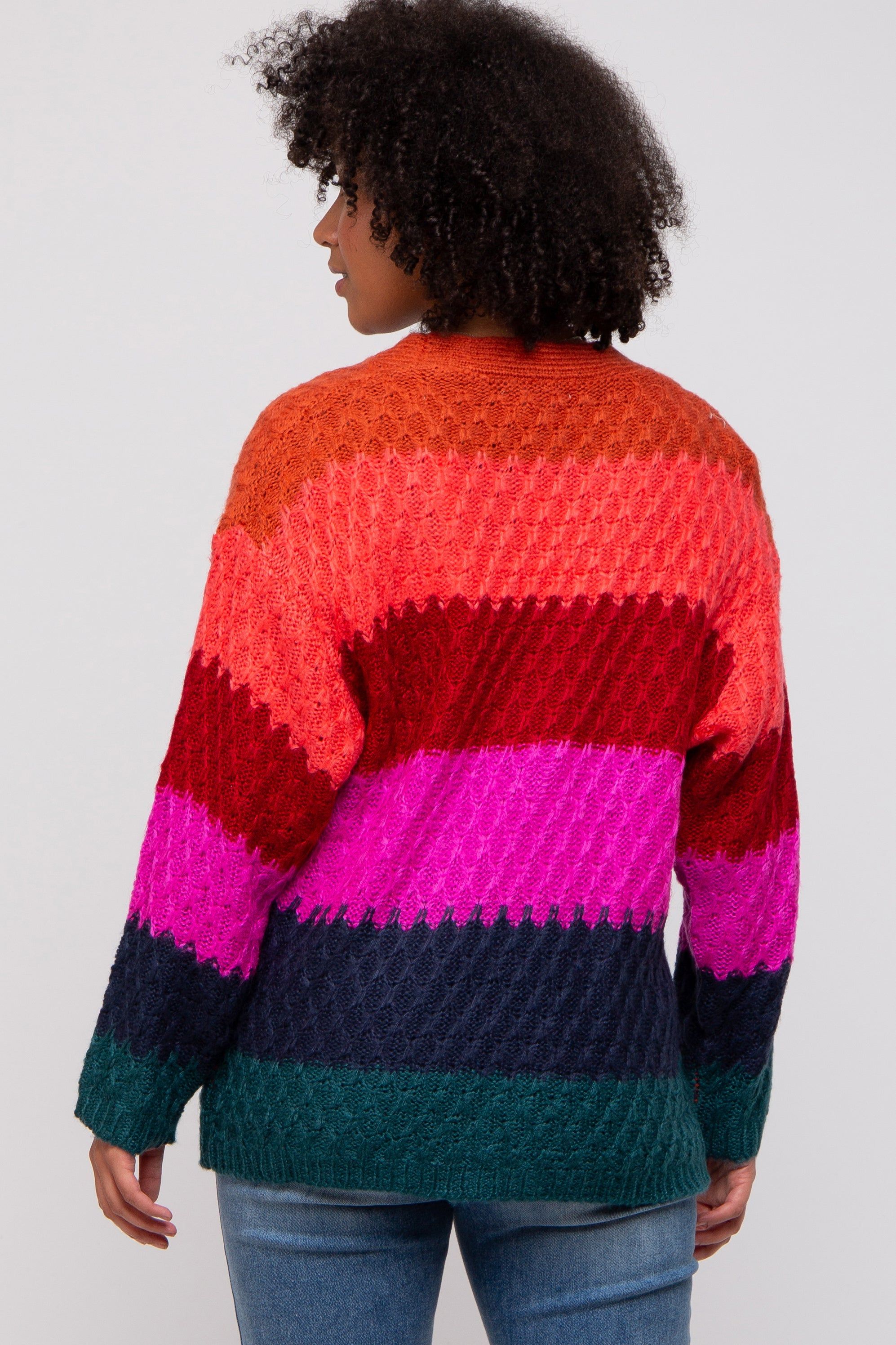 Multi-Color Color Block Button Front Cardigan sold by Pinkblush product image thumbnail 3