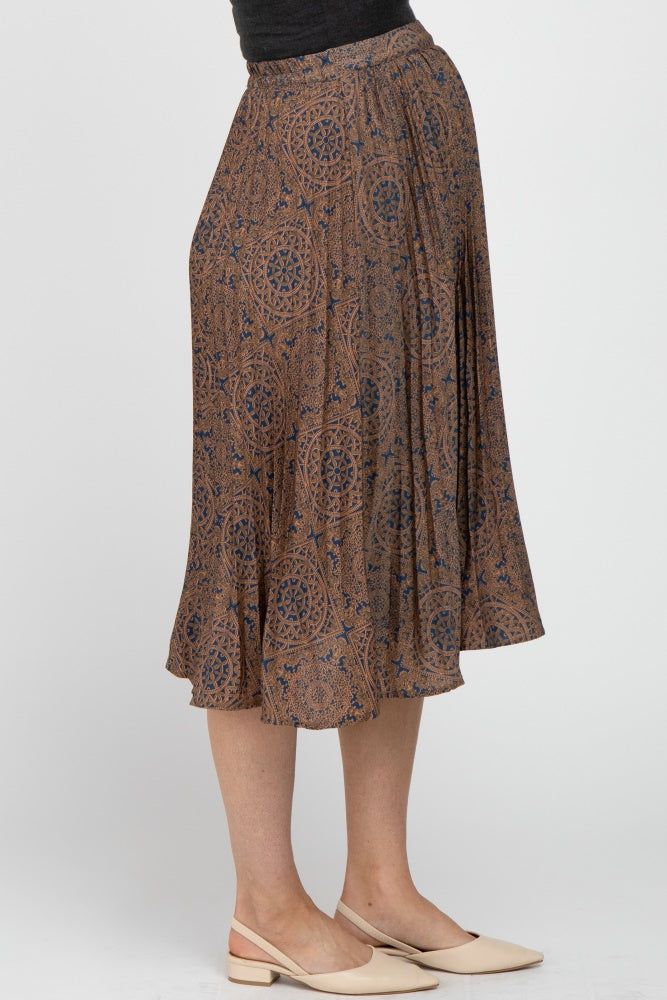 Navy Print Pleated Maternity Midi Skirt sold by Pinkblush product image thumbnail 5