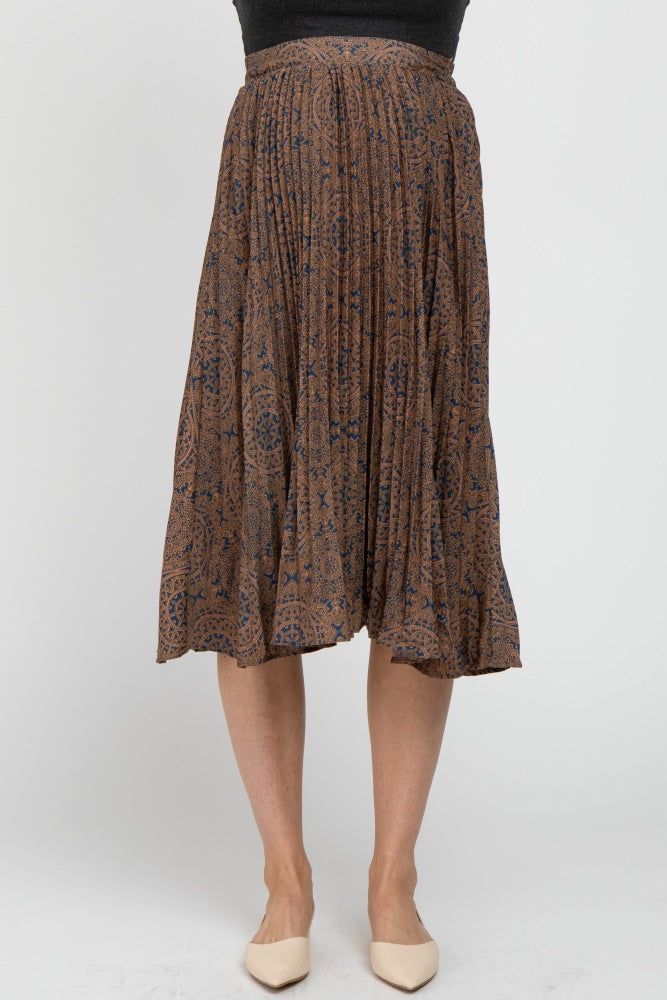 Navy Print Pleated Maternity Midi Skirt sold by Pinkblush product image thumbnail 4