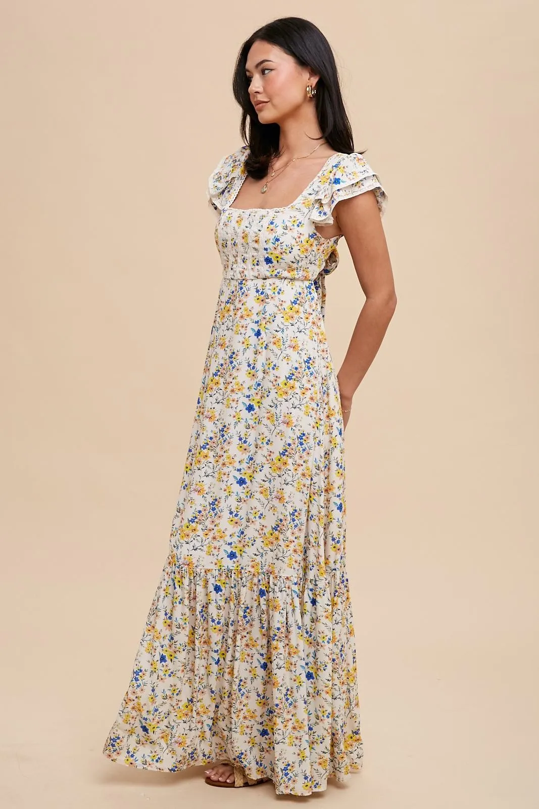 Multicolor Floral Crochet Accent Maxi Dress sold by Pinkblush product image thumbnail 2