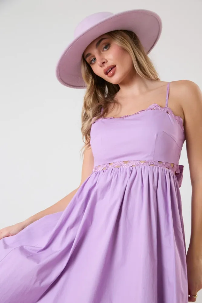 Lavender Scalloped Trim Cutout Back Maxi Dress sold by Pinkblush product image thumbnail 4