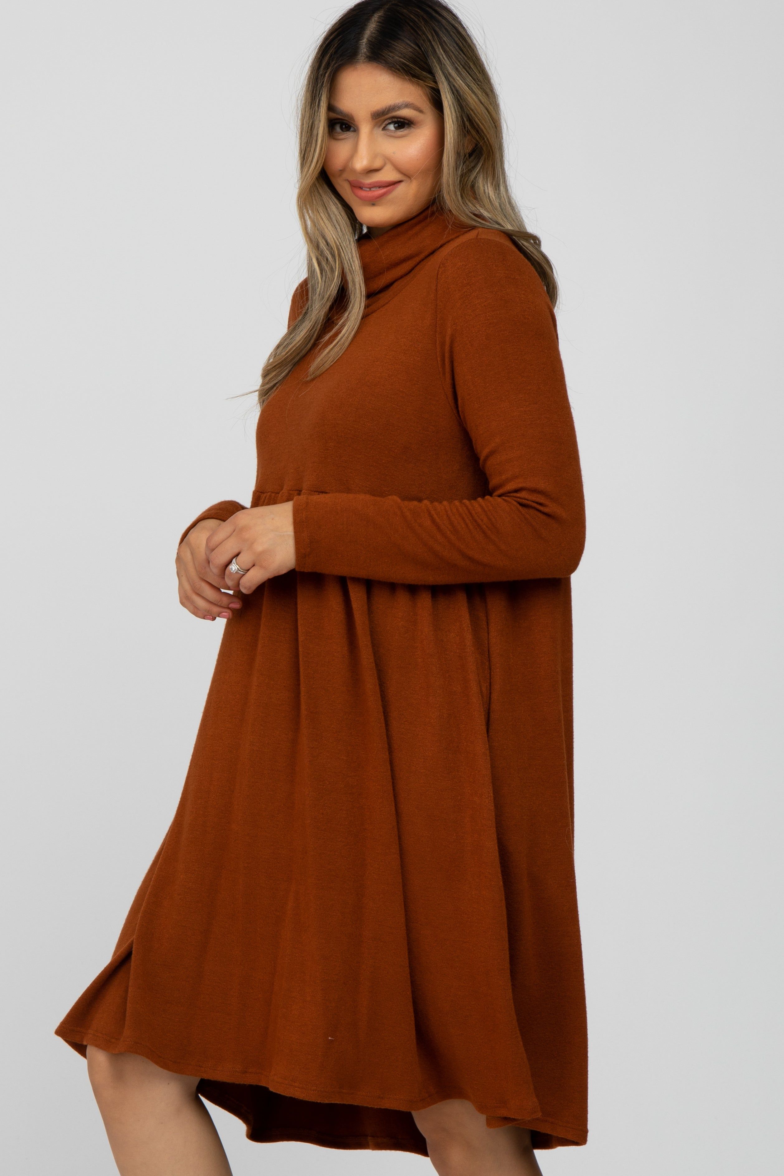 Rust Cowl Neck Dress sold by Pinkblush product image thumbnail 3