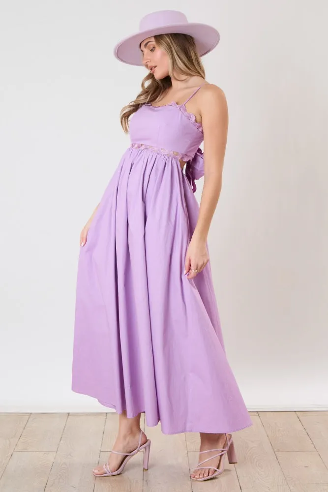 Lavender Scalloped Trim Cutout Back Maxi Dress sold by Pinkblush product image thumbnail 2