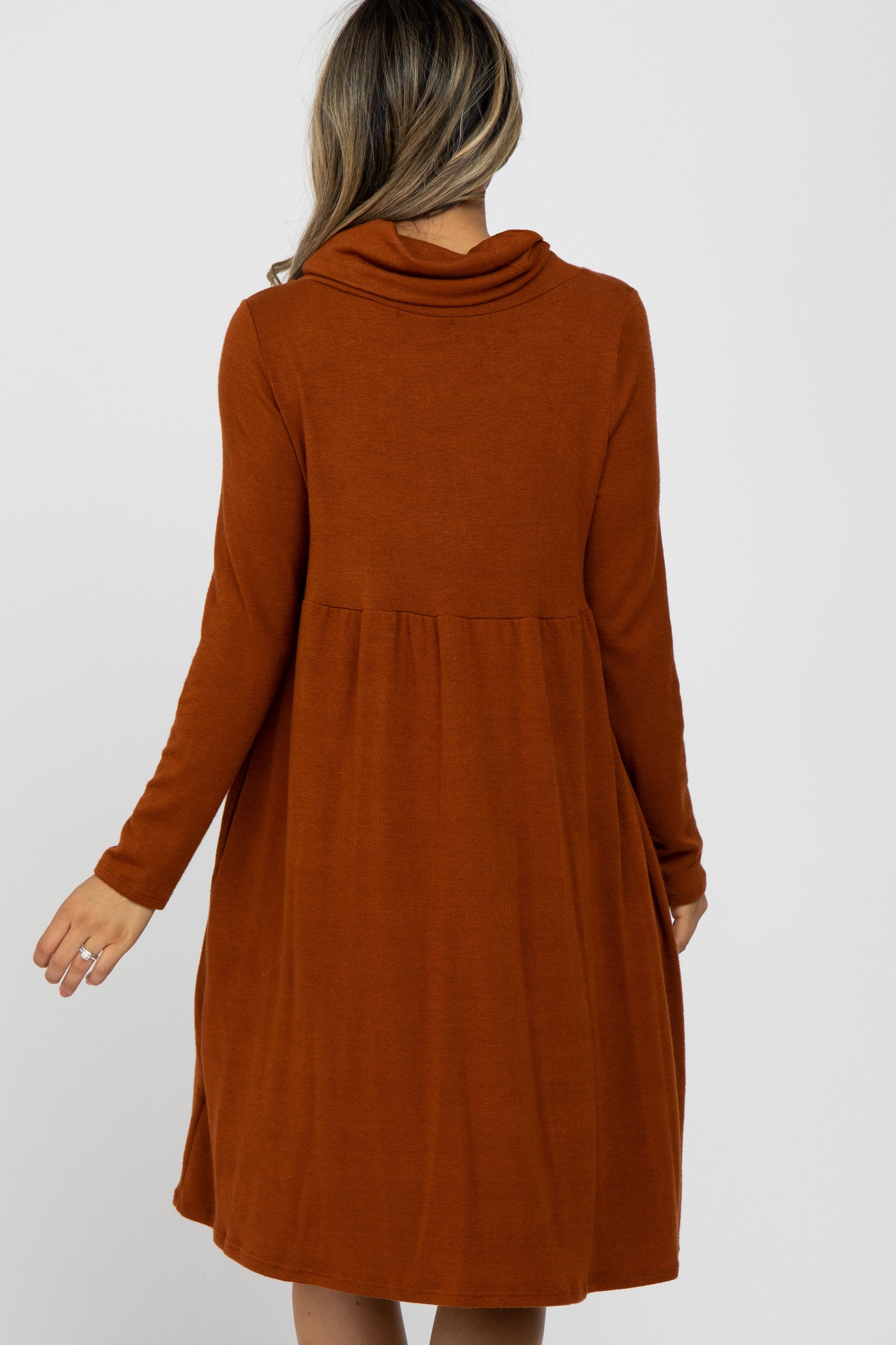 Rust Cowl Neck Dress sold by Pinkblush product image thumbnail 4