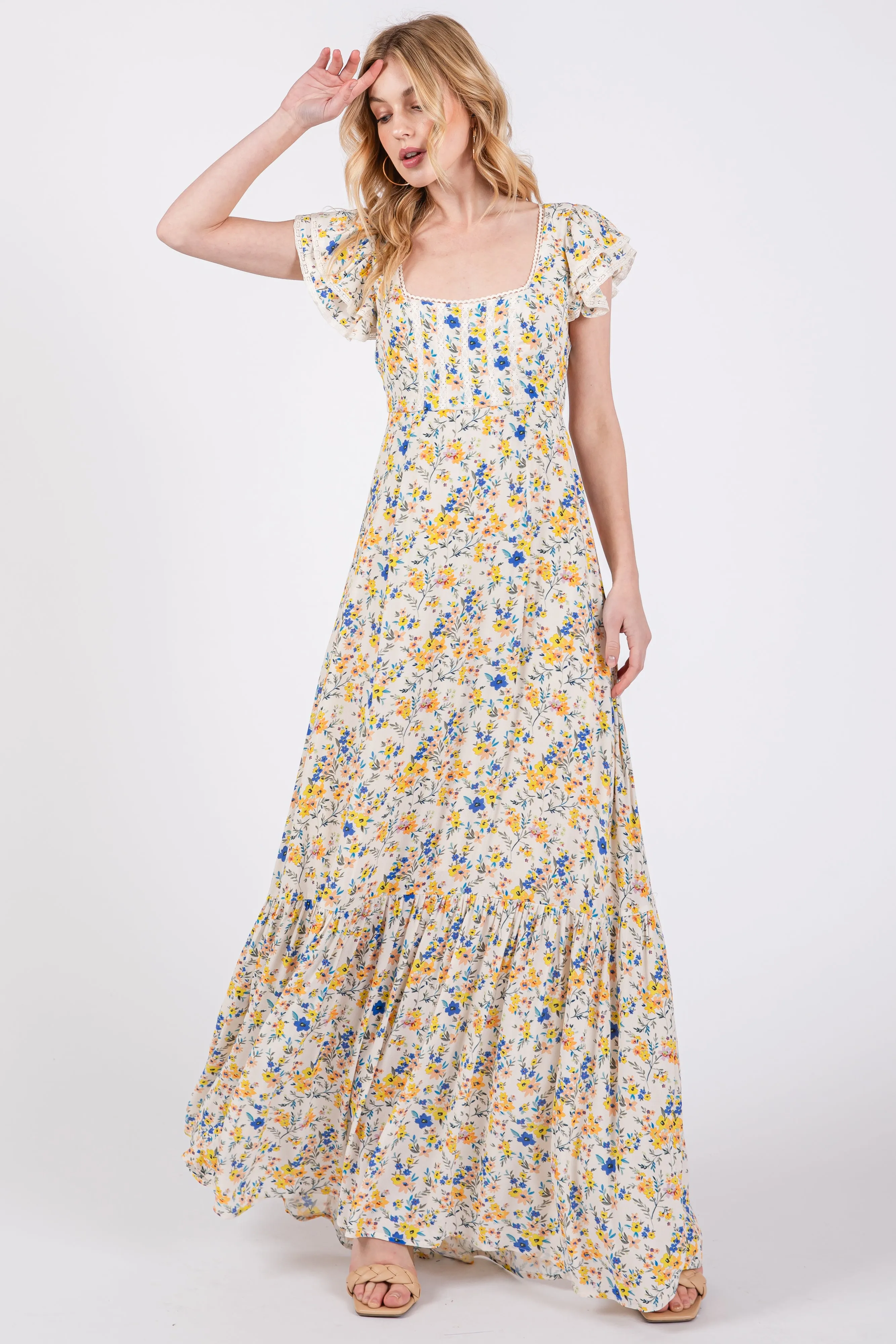 Multicolor Floral Crochet Accent Maxi Dress sold by Pinkblush product image thumbnail 4
