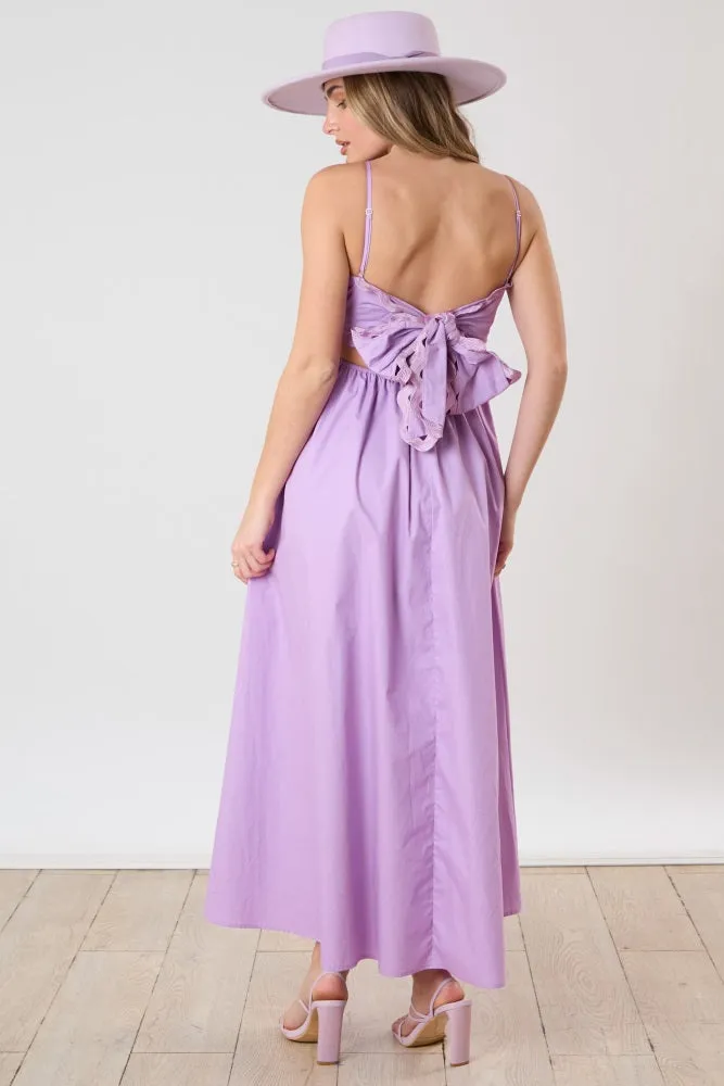Lavender Scalloped Trim Cutout Back Maxi Dress sold by Pinkblush product image thumbnail 3