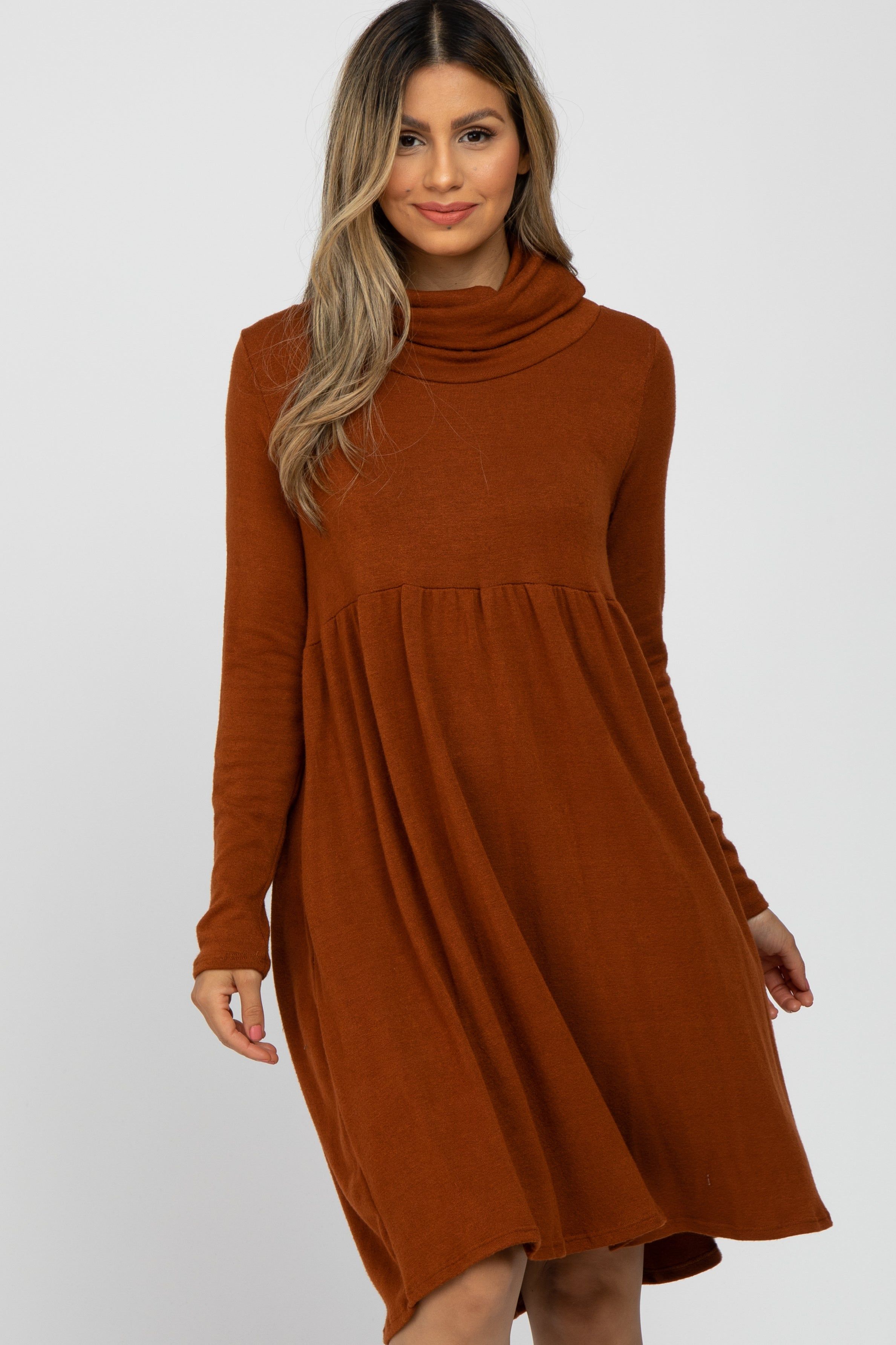 Rust Cowl Neck Dress sold by Pinkblush product image thumbnail 2