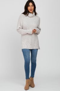 Grey Knit Turtleneck Sweater sold by Pinkblush