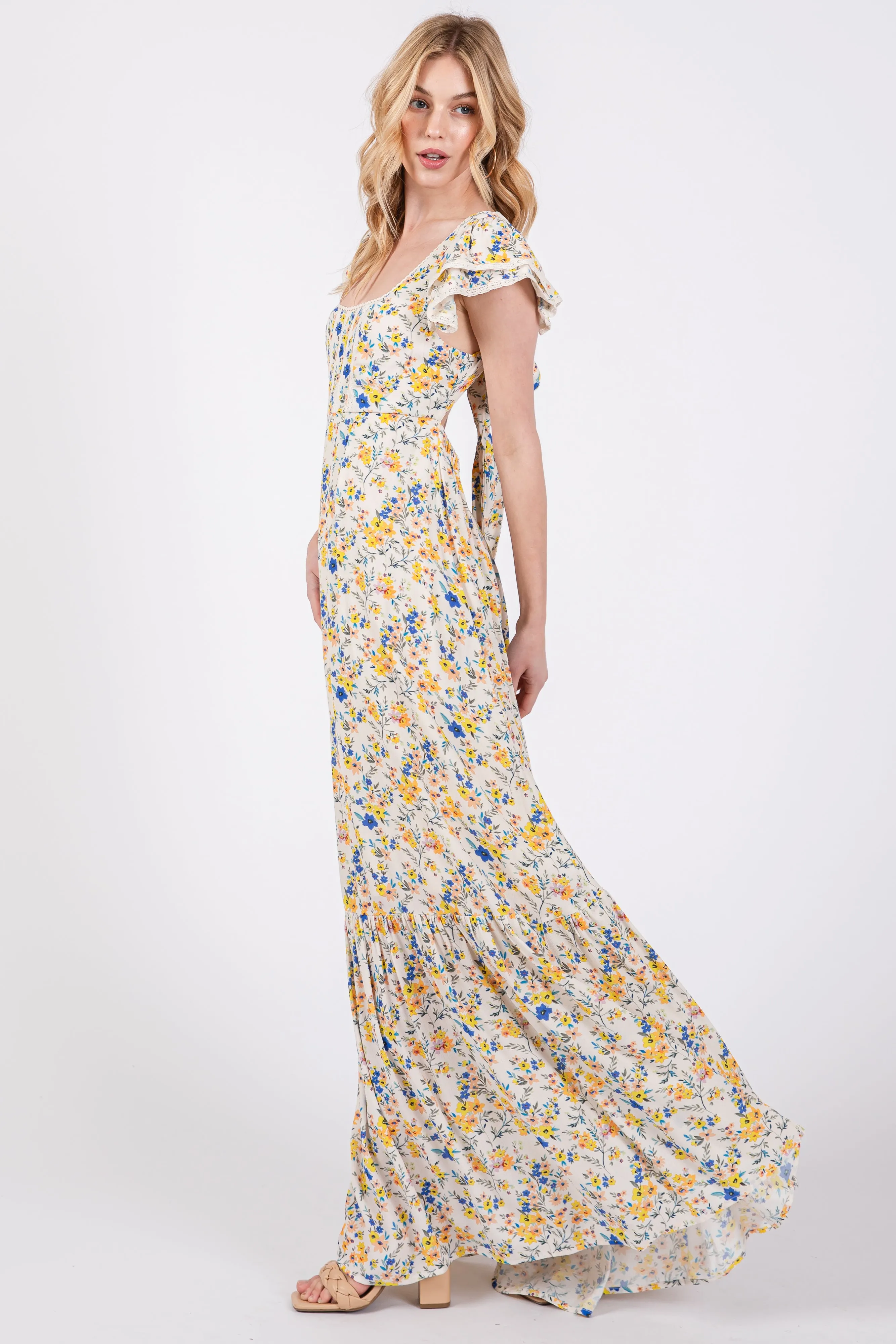 Multicolor Floral Crochet Accent Maxi Dress sold by Pinkblush product image thumbnail 5