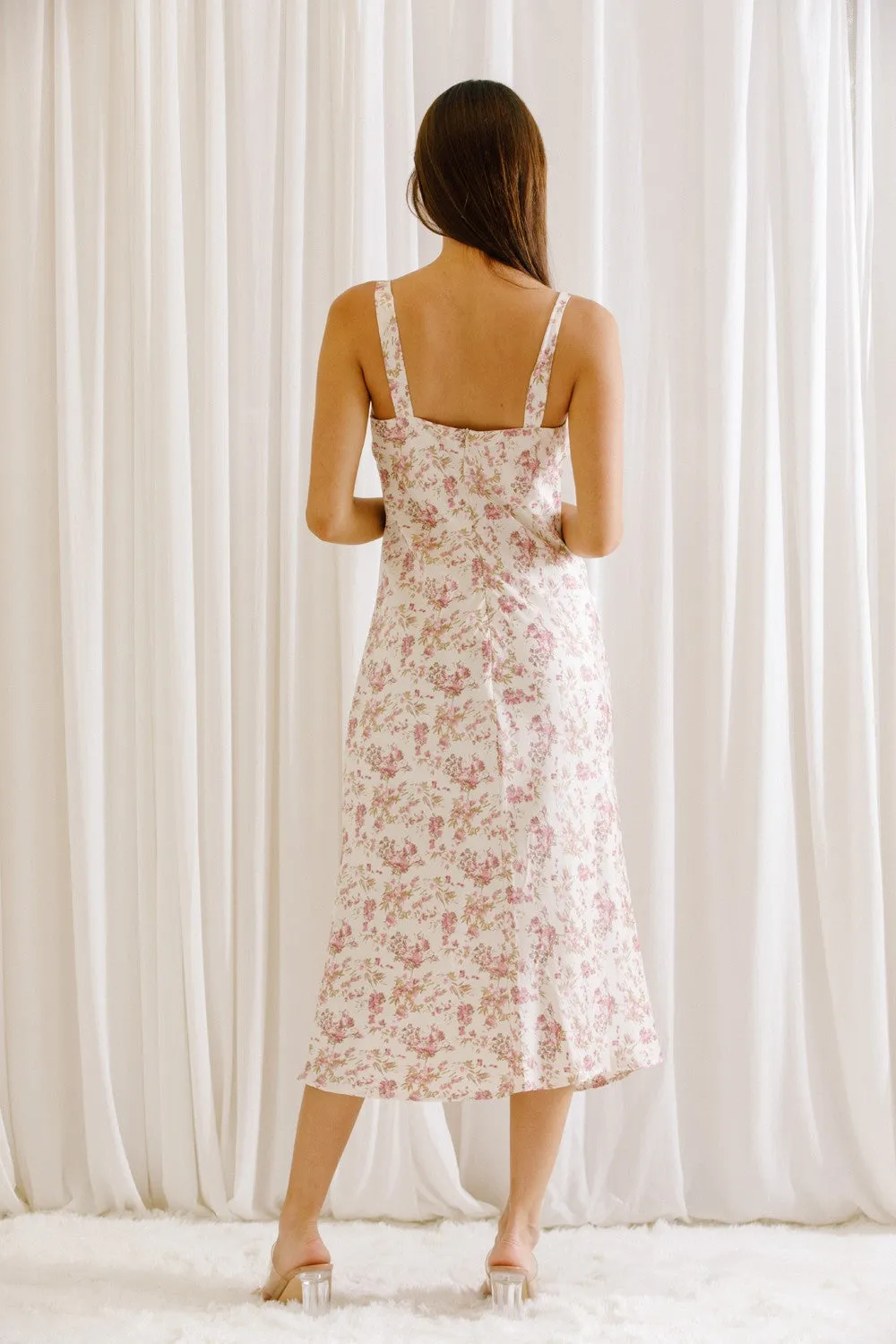 Cream Floral Romantic Print Bodycon Midi Dress sold by Pinkblush product image thumbnail 5
