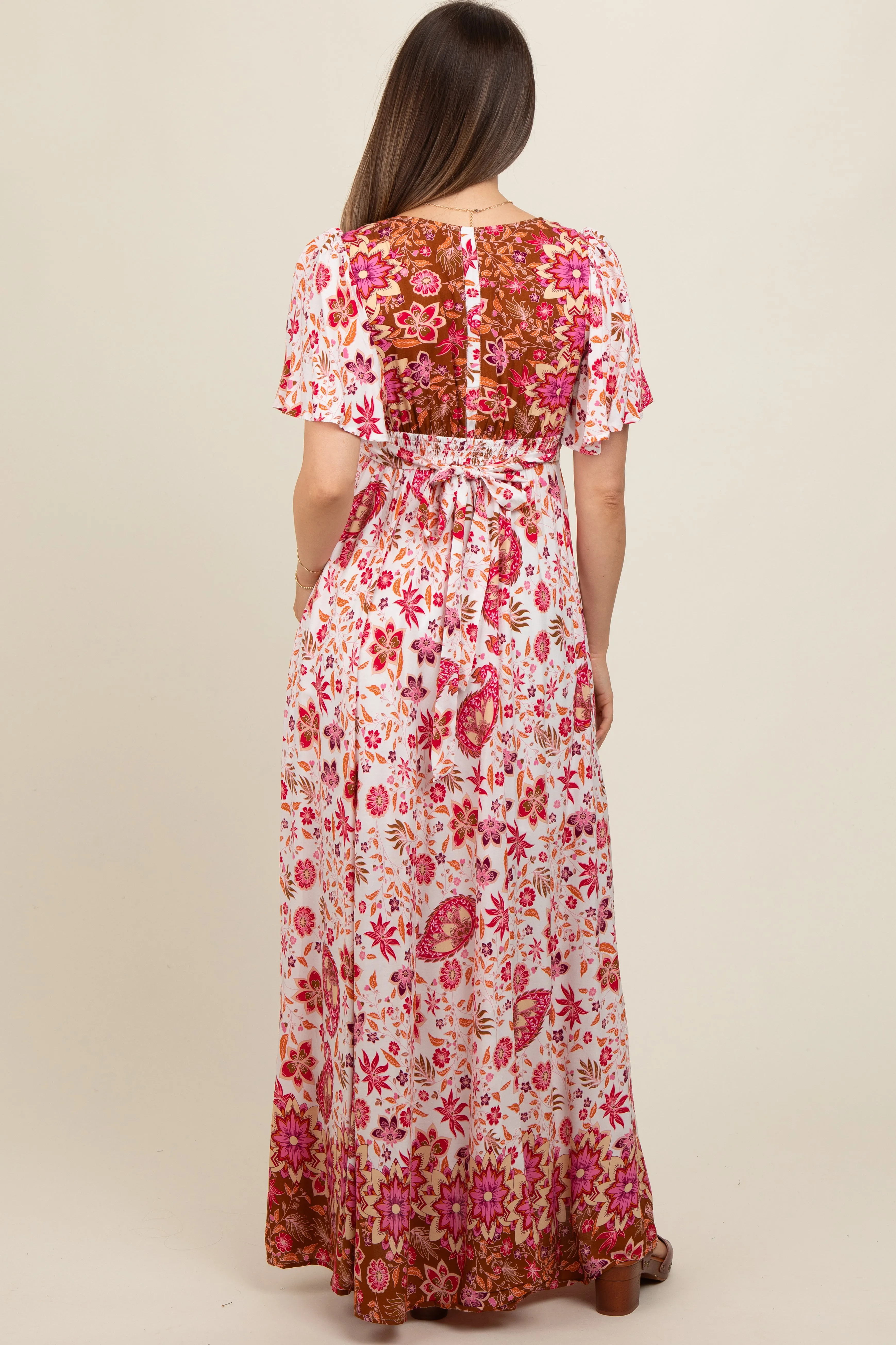 Ivory Mixed Floral Maternity Maxi Dress sold by Pinkblush product image thumbnail 4