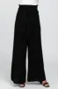 Black High Waist Tie Front Wide Pants sold by Pinkblush