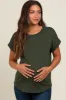 Olive Cuff Sleeve Maternity Top sold by Pinkblush
