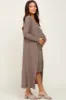 Taupe Ribbed Cardigan 2 Piece Maternity Set sold by Pinkblush